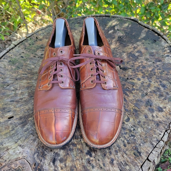 Vintage Stacy Adams Madison Cognac Cap-Toe Oxfords 9 M - Picture 6 of 9